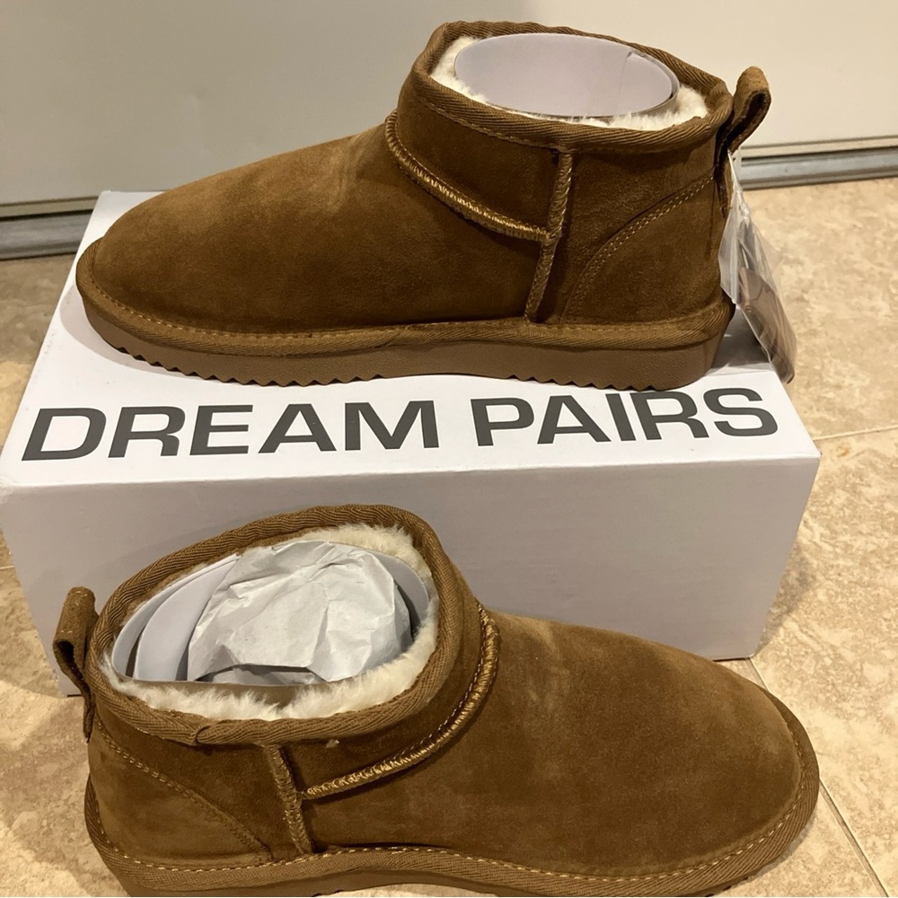 Dream Pairs womens 7.5 chestnut suede ankle booties slippers